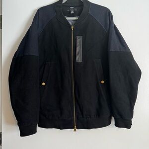 Crooks & Castles Black and Navy Bomber Jacket